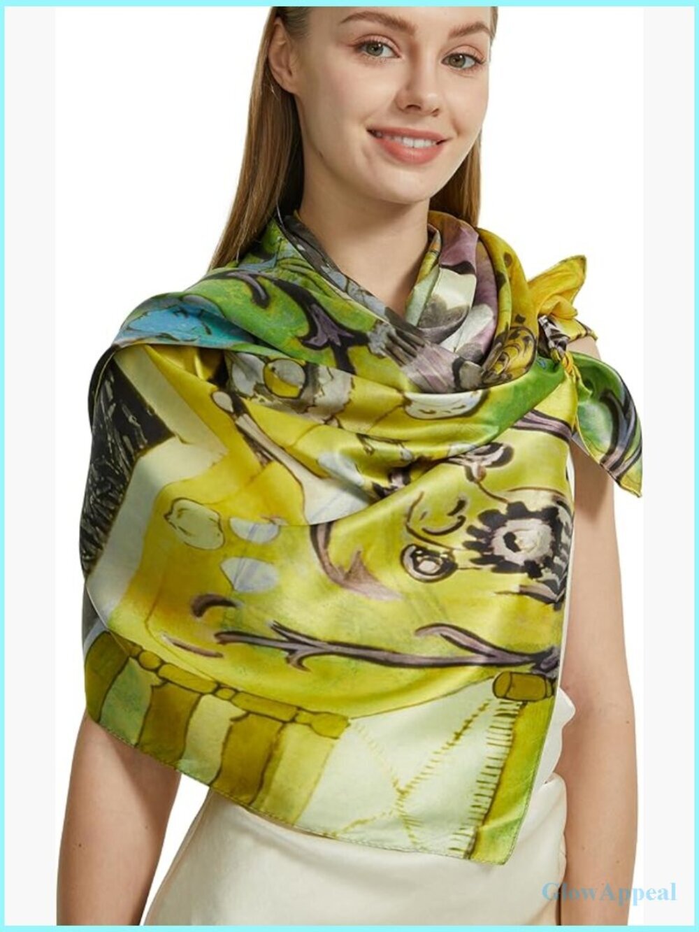 Fashion Long Floral Scarf Lightweight Silk Feeling Shawl Double Sides